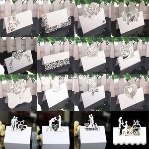 50pcs biała koronkowa nazwa Place Karty Dekoracja ślubu Wystrój Wysyłka Wiadomość Greeting Card Party Christmas LST230831