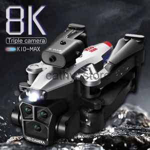 Simülatörler Yeni K10 Max Drone Üç Kamera 4K Profesyonel 8K HD Kamera Engel Kaçınma Hava Fotoğrafçılığı Katlanabilir Quadcopter Hediye Oyuncak X0831