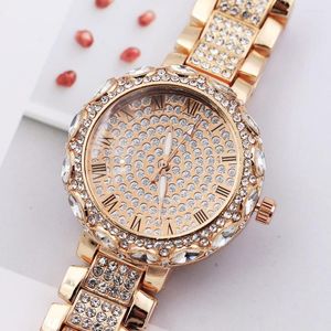 Wristwatches Rhinestone Women's Bracelet Watches Diamond Lady Quartz Gold Wrist Watch For Women