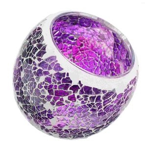 Ljushållare Glasshållare Mosaikstativ Dekorativ ljusstake Romantisk ljusstakare matbord lila hem adorn Crystal