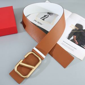 Luxury Designer Belt Womens Belts Fashion äkta läderbrett bälte 7cm Metallbokstäver Buckle 95-125cm 10 Styles Cintura Ceinture Reversible Woman Maistband med låda