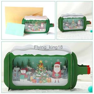 3D Christmas Drift Bottle Greating Card Kit med kuvert Set Surprise Mysterious for Children Barn Girls Boys Festival LST230831