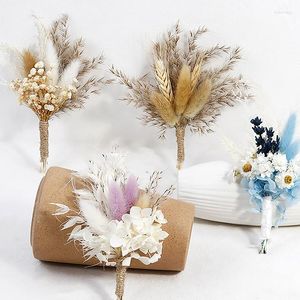 Decorative Flowers 1 Set Wedding Mini Corsage Dried Flower Combination Plants Artificial Decoration Diy Home Festival Decor