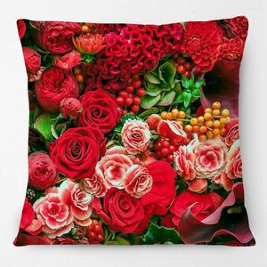 Yastık Gül Çiçeği Sevgililer Günü Kapağı Kanepe için Güzel Çiçek Dekoratif Yastıklar 45x45cm
