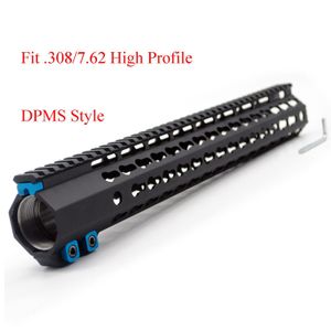 Andra taktiska tillbehör Svart anodiserad 15 tum längd LR-308 Handguard Rail Floating Mount System High Profile Keymod Style Drop D DHWL6