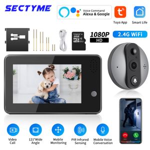 Видео дверные телефоны Secotyme 4 3 -дюймовый Tuya 1080p Wi -Fi Smart Doorled Came Camer