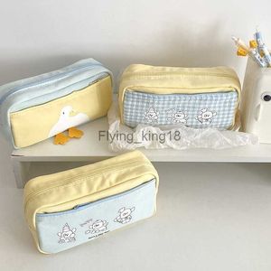 Pencil Bags MINKYS Canvas Puppy Kawaii Big Capacity Milk Yellow Series Pencil Case Cute Pencilcase Pouch Bag Storage Bag School Stationery HKD230901