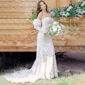 Full Lace Juliet Long Hermes Mermaid Dresses Open Back Bridal Wedding Downs For Bride Robe de Mariee 328 328