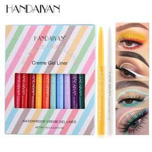 Combinazione di ombretti Liner HANDAIYAN Matita gel per eyeliner colorata 12 Colorsbox Penna per fodera colorata opaca Trucco Bianco Arancione Cosmetici colorati Impermeabile 230830