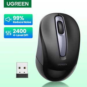 Mice UGREEN Mouse Wireless Ergonomic Shape Silent Click 2400 DPI For MacBook Tablet Computer Laptop PC Mice Quiet 2.4G Wireless Mouse 230831