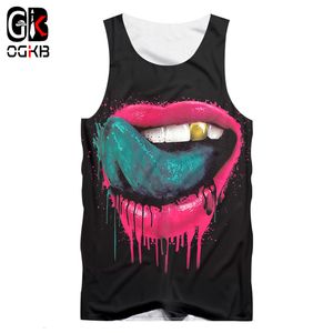 Herrtshirts OGKB Halloween Tanks Style Womenmen 3D Tank Topps Tryck rolig grön tunga väst Punk ärmlös tee baskettröja 230830