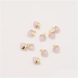Charms Rosa Kristall Messing mit 18 Karat vergoldet Herz Anhänger Perlen für Frauen Herstellung Halskette Armband DIY Schmuck Zubehör Drop De Dhbqp