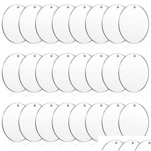 Keychains Lanyards Pieces 3 Inch Acrylic Keychain Blanks Circles Clear Disc Ornaments With Hole Circle Discs For Diy Keychainkeychai Dh5G9