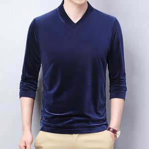 Erkek Tişörtleri Büyük Boy Varor Erkek Mavi Kadife V Yez Giysiler Moda Moda Kefret Kış Big Bluz Bordo Isıtılmış Tee