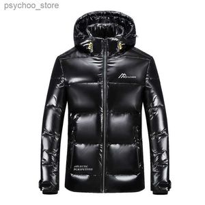 Piumino da uomo Parka 2023 Giacca invernale con cappuccio da uomo nuova 90% Piumino d'anatra bianco Cappotto rimovibile Cappello caldo Cappotto con cerniera impermeabile Moda Piumino lucido Parka Q230831