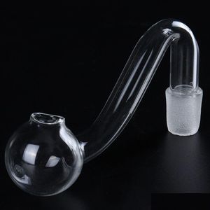 Smoking Pipes Clear 10Mm Male Joint Thick Pyrex Glass Oil Burner Pipe Tobacco Bent Bowl Hookahs Adapter Bong Shisha Tube Smoke Nail Bu Dhews