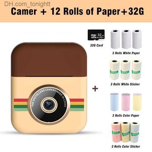 Camcorders Kids Toy Instant Print Camera Mini Digital With HD Video Recording Dual Lens Thermal Photo Paper Birthday Gift Boys Girls Q230831