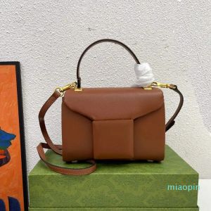 2023-Ny designer Womens Crossbody Bag Handväska Lyxig handväska klassisk äkta läder mässing öppen axelväska mode mini fast färg små fyrkantiga totes