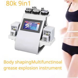 80K fettreduktion Formning EMS RF Body Contouring Beauty Instrument Muskelförbättring Kompakt liten 9 i 1 Ultrasonic negativt tryck laserfettreduktion