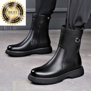 Bot moda yüksek baca botları erkek marka tasarımcı ayakkabıları siyah şık orijinal deri chelsea boot yakışıklı uzun platform botas adam 230831