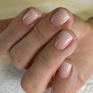 Falsas unhas dicas de unhas destacáveis estilo doce imprensa em curto wearable arte gradiente falso nude rosa