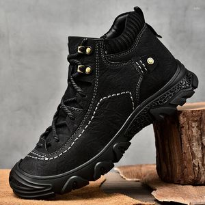 Stiefel Trend Outdoor Männer Schwarz Wanderschuhe Warmer Winter für Top-Qualität aus echtem Leder Markendesigner