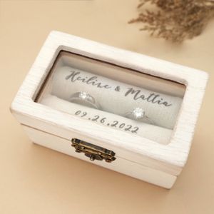 Jewelry Boxes Personalized Wedding Rings Box Wooden Box for Wedding Ceremony Wedding Ring Holder Engagement Proposal Ring Pillow 230831