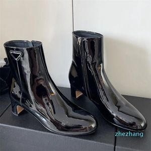 2023-Leather Booties Zipper Black and Leather Lining لها تصميمات تجارية أنيقة للأحذية الراحة الأنيقة