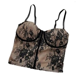 Camisoles tanques feminino puro e sexy camisola de renda preta com estilo ocidental tubo de fundo caixa de vidro superior