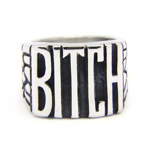 5pcs lot Size 5-10 Newest Popular BITCH Unisex Ring 316L Stainless Steel Fashion Jewelry Popular Biker Hiphop Style Ring287v