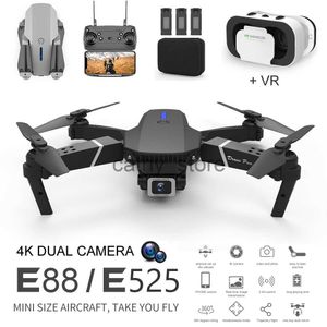 シミュレーターE88イージーフライミニVR FPVドローン4K空中写真RC折りたたみ四角積みQuadcopter Long Remote Remote Control Helicopter Toys X0831