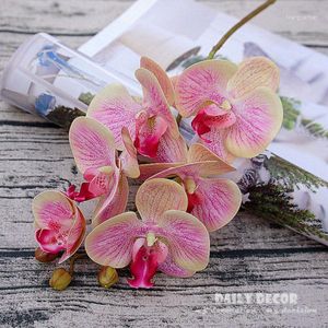 Dekoratif Çiçekler 3D Gerçek Touch 6 Yapay Silikon Kelebek Orkide Toptan Küçük Keçe Lateks Düğün Phalaenopsis