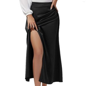 Skirts Zipper Fishtail Bag Hip Skirt 2023 Summer Autumn Women Long Ankle Length Sexy High Split Female Straight