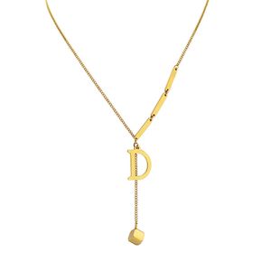 Fashion designer pendantTitanium steel does not fade niche design D letter pendant necklace female collarbone hip hop chain Birthday Gift