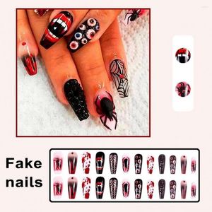 False Nails Art Press на дизайне DIY ногтей. Средство 3-й Хэллоуин жуткий глазной клыки пауков Легко удаление для косплея