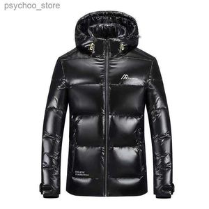 Casaco de penas masculino Parkas elegante com superfície brilhante para homens e mulheres à prova d'água com capuz destacável Jaquetas unissex Outerwear JK-963 Q230831