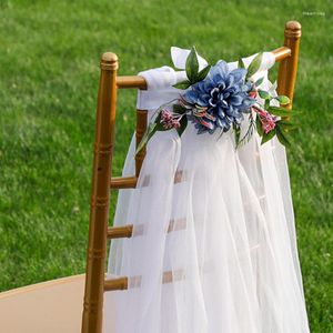 Decorative Flowers Wedding Chair Flower Decoration Artificial Arrangement For Party Back Banquet Bouquet 2023