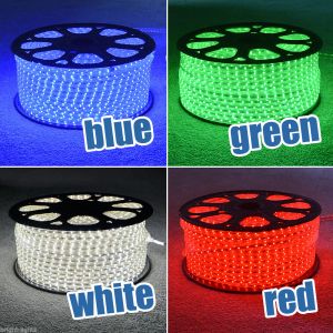 110V 220V LED -remsor 100m SMD3528 SMD2835 SMD3014 Flexibel remsa med Power Plug IP67 Sigle Color Warm White 23 ll