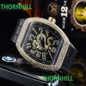 Dragão esqueleto designer relógios arco-íris anel diamantes masculino feminino relógios de pulso movimento quartzo masculino watch246a