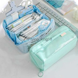 Sacos de lápis Estojo portátil de grande capacidade Transparente Pen Bag Papelaria Armazenamento Bolsa Caixa Organizador Estudante Escola Material de escritório HKD230831