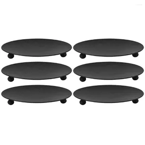 Candle Holders 6 Pcs Iron Candlestick Holder Dining Table Centerpieces Creative Tray Plate Simple Pillar Metal Party Supplies