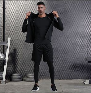 Мужские спортивные костюмы Polyester Quick Dry Elastic Plus Sport Sport Sport Fort 5 Piece Travout Clothing Men Gym Wear 230831