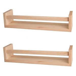 Outra organização de armazenamento de cozinha 2pcs estante de madeira natural parede flutuante para crianças berçário prateleiras banheiro decoração tempero rack 230830