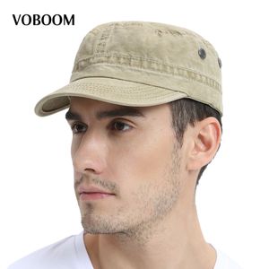 Berretti VOBOOM Berretto militare estivo Primavera Uomo Donna Cotone lavato Design alla moda Cappello da baseball piatto Top militare con foro per l'aria regolabile 230830