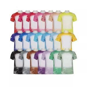 Großhandel Sublimation gebleichte Hemden Wärmeübertragung Blanko-Bleichhemd gebleichte Polyester-T-Shirts US-Männer Frauen Partyzubehör Lager ZZ