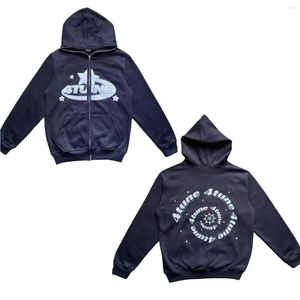 Hoodies masculinos y2k moda estilo estrela impressão moletom para homem vintage zíper manga longa jaqueta solta casual com capuz 2023