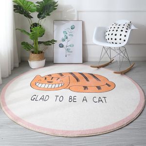 Mattor Round Cartoon Carpet Cat Creative Non-Slip Soft Bedroom Living Room Children's Floor Mat 230830