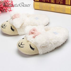 Pantofole Simpatiche pecore animali Cartoon Pantofole invernali da donna per la casa per interni Camera da letto Casa Scarpe di cotone calde Appartamenti di peluche per adulti Regalo di Natale 230830