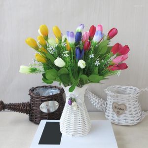 Decorative Flowers 1 Bouquet Artificial Tulip Flower Simulation Branches Fake Plant Home Christmas Garden Wedding Decor Gift