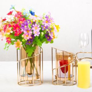 Candle Holders Flower Pot Gold Electroplated Creative Candlestick Living Romantic For Wedding Birthday Dinner Decoration Accessories